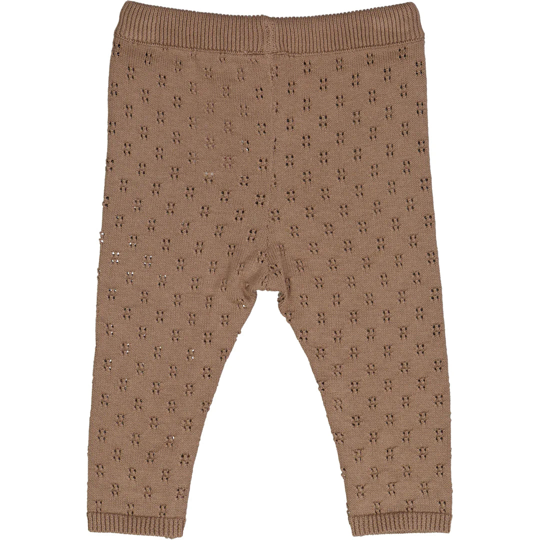 KNIT strikkede bukser med hulmønster